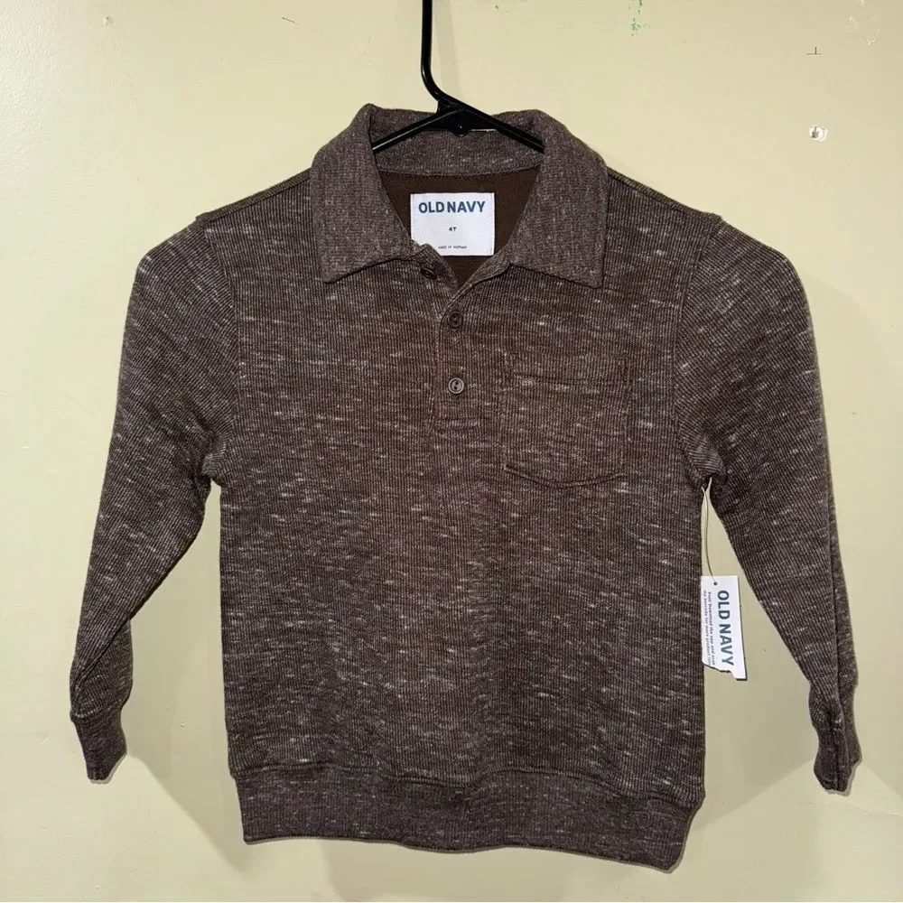 Old Navy size 4t brown Knit henley sweater NWT